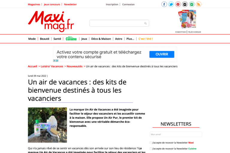 Article Un Air Pur dans Maxi Mag.fr